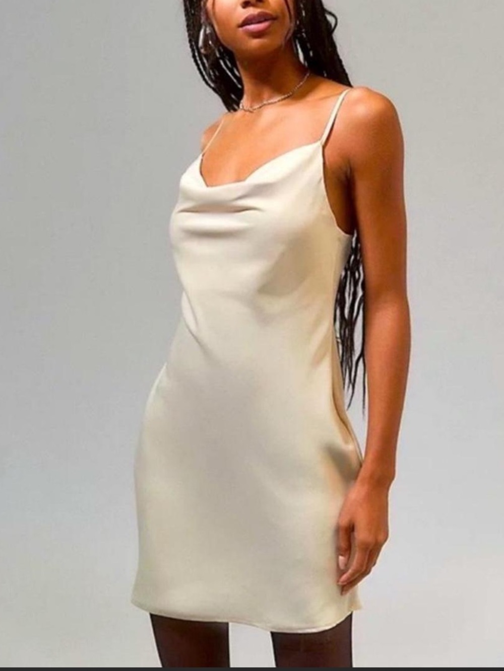 Urban Outfitters Cream Satin Cowl Mini Dress
